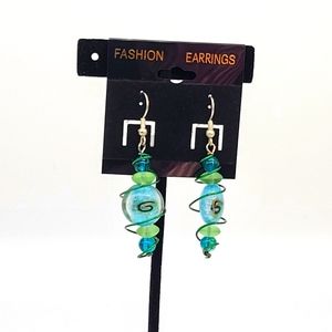 Handmade Earrings with Wire and Glass Beads - Brand New